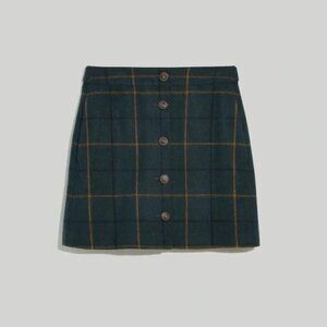 Wool Button-Front Mini Skirt